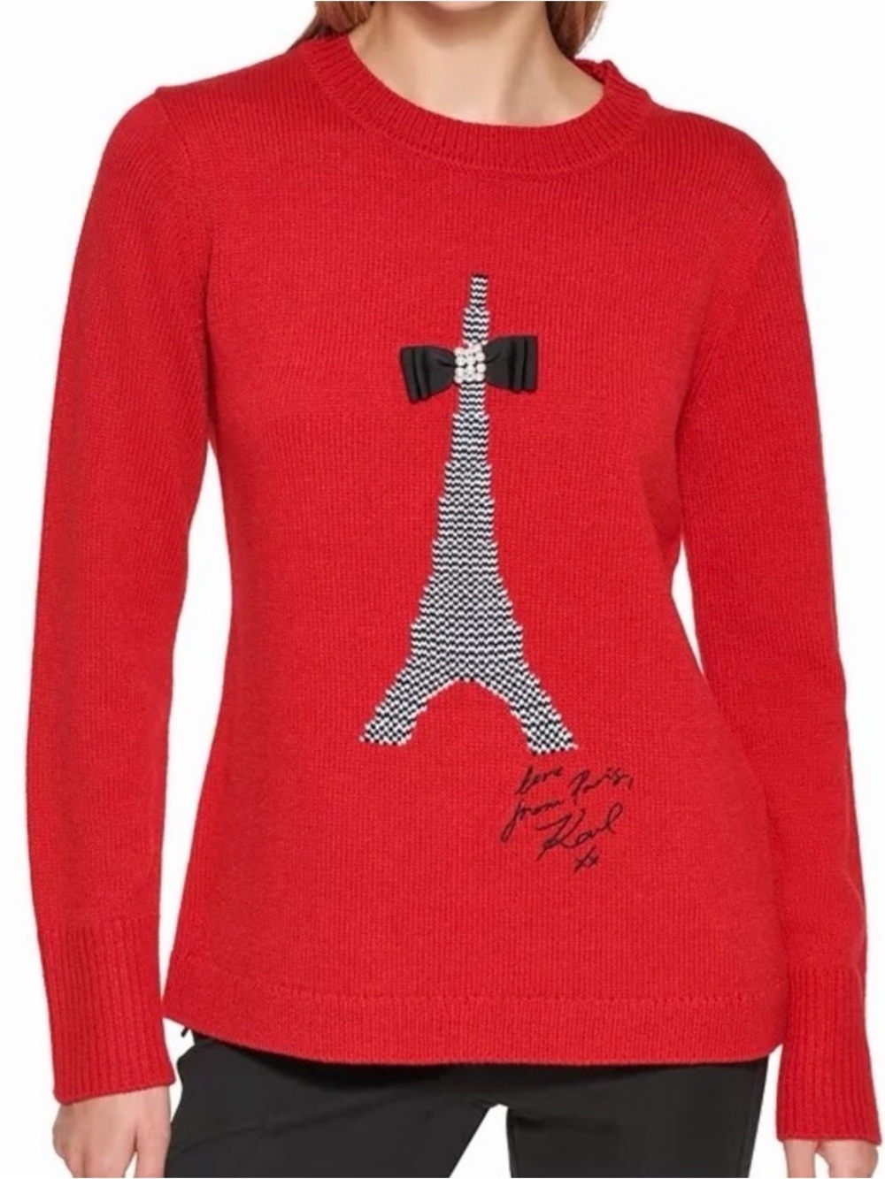 Karl Lagerfeld Paris Eiffel Tower Sweater Red